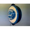 Image 2 : NO RESERVE FORD GLASS GAS STATION LIGHT UP ROTATING WALL MOUNTED SIGN