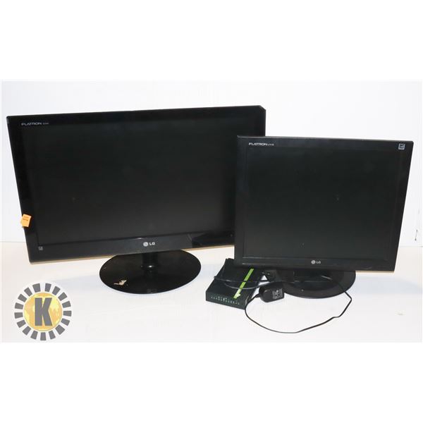 LOT OF TWO COMPUTER MONITORS, NO CABLES