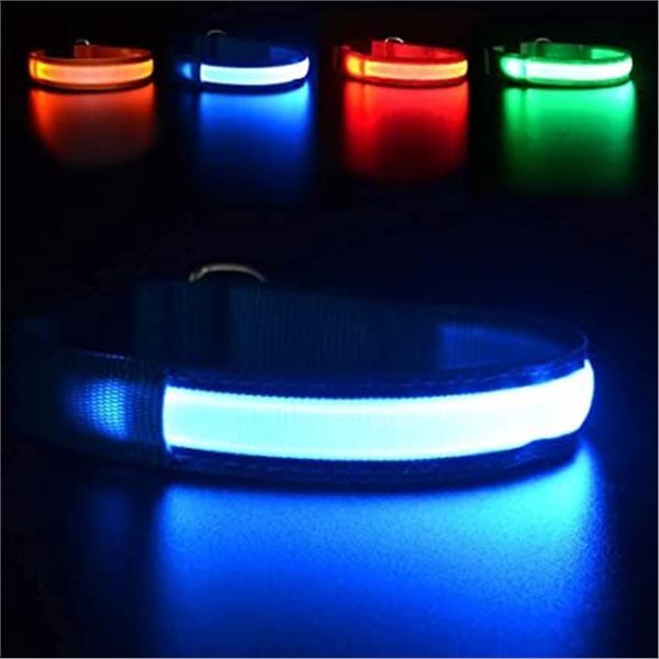 NEW LARGE  BLUE LED & BLACK USB CHARGED PET COLLAR