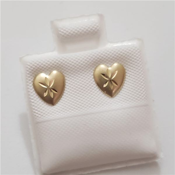 14K WYG HEART SHAPED SCREWBACK  EARRINGS