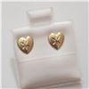 14K WYG HEART SHAPED SCREWBACK  EARRINGS