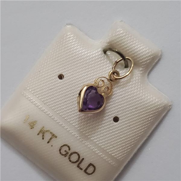 14K YELLOW GOLD AMETHYST  PENDANT, MADE IN CANADA