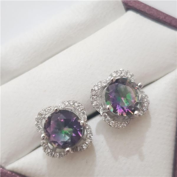 SILVER RAINBOW TOPAZ(4CT) EARRINGS