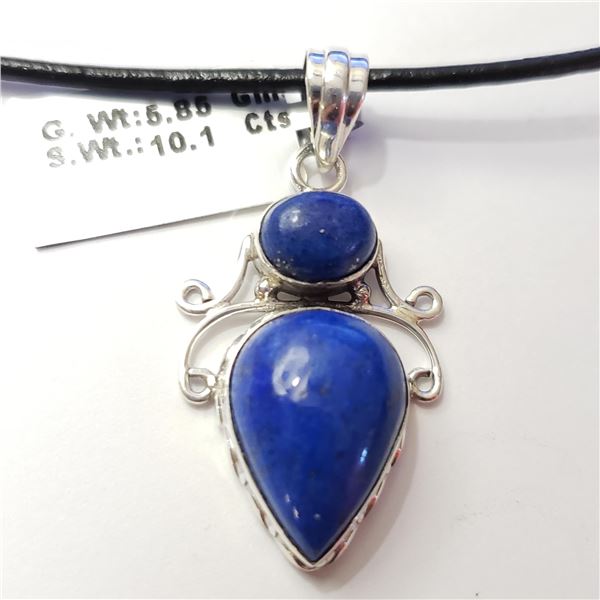 SILVER LAPIS LAZULI(10.1CT) W/ CORD PENDANT