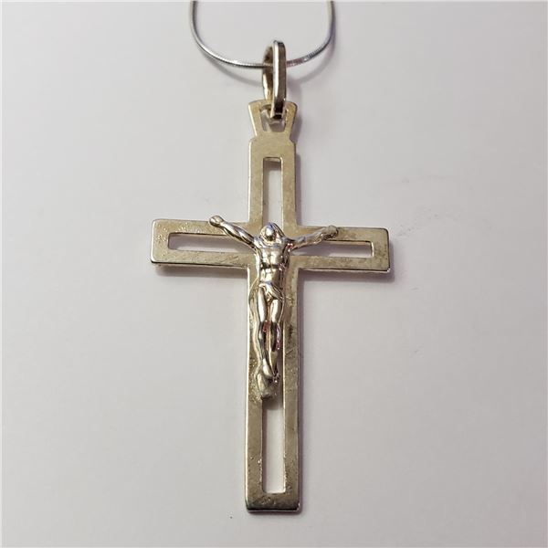 SILVER LARGE CROSS  NECKLACE