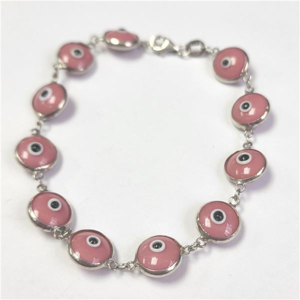 SILVER GLASS WITH EYES  BRACELET