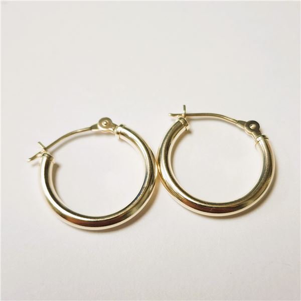 14K YELLOW GOLD SMALL HOOP  EARRINGS(WEIGHT 0.67G)