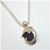 Image 2 : SILVER GARNET WITH DOLPHIN AROUND 18" NECKLACE