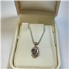 Image 4 : SILVER GARNET WITH DOLPHIN AROUND 18" NECKLACE