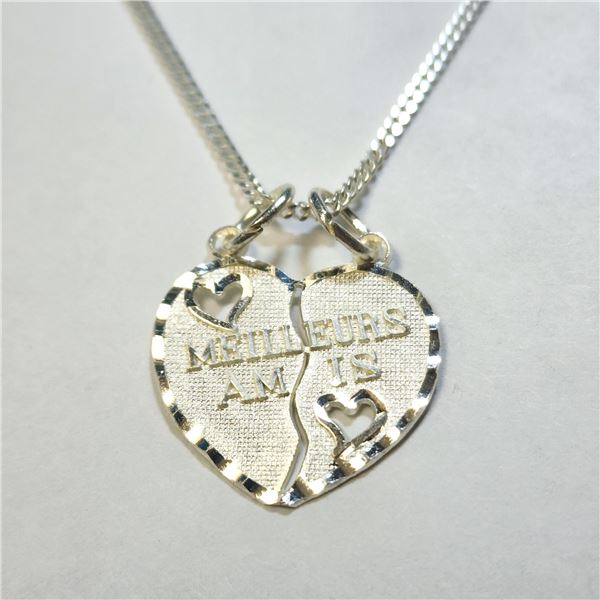 SILVER 2 SEPARABLE HEART WITH 24"  NECKLACE