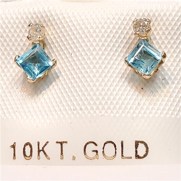 10K YELLOW GOLD BLUE TOPAZ(0.44CT) DIAMOND