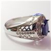 Image 2 : SILVER SAPPHIRE CUBIC ZIRCONIA RING (~SIZE 9)