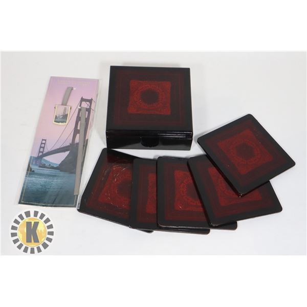 VINTAGE COASTER SET SOLD WITH GOLDEN GATE BRIDGE