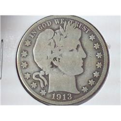 1913-D Barber Half Dollar