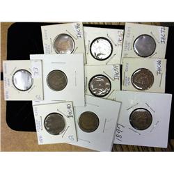 1890-1899 Indian Head Cents (10 Coins)