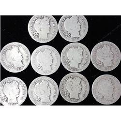 10 Assorted Barber Dimes