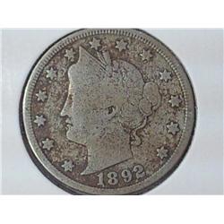 1892 Liberty "V" Nickel (VG)