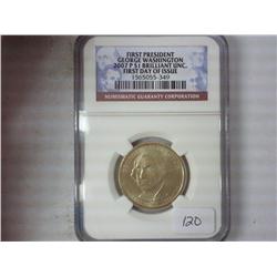 2007-P Washington Dollar NGC BU 1st Day Issue