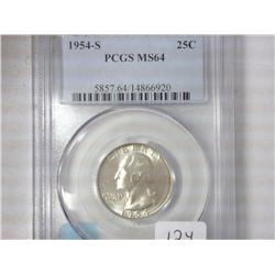 1954-S Washington Silver Quarter PCGS MS64