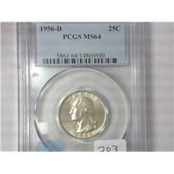 1956-D Washington Quarter PCGS MS64