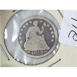 1853 With Arrows Seated Liberty Half Dime