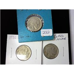 1936, 1936-D And 1936-S Buffalo Nickels