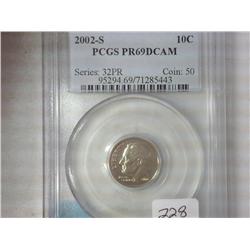 2002-S Roosevelt Dime PCGS PR69 DCAM