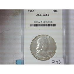 1962 Franklin Half Dollar ACC MS65