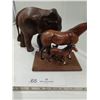 Image 1 : Wood Carved Elephant and Horses