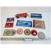 (1) CD - Stapler - Hole Punch - Wooden Car - Patches/Emblems