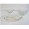 Image 3 : (3) Glass Dishes - Bag of Cookie Cutters - Knitted Cloths