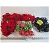 Christmas Ornaments - Net Lights (working) - Faux Poinsettias