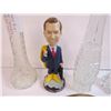 Image 2 : Jeff Nogstad Bobble Head - (2) Candles - 1970's Hoosier Glass Vase - (2) Vases - Glass Dish