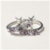 Image 1 : Silver Created Alexandrite Hoop Earrings (~Size )(Ring is resizable for $40) (~length inches), Sugge