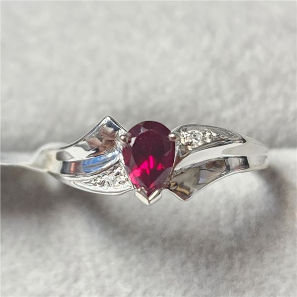 Silver Garnet(0.55ct) Ring (~Size 7)(Ring is resizable for $40) (~length inches), Suggested Retail V