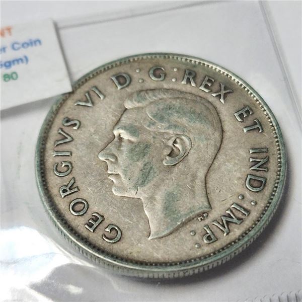 Silver Canadian 25Cent 1940 Coin (~Size )(Ring is resizable for $40) (~length inches)