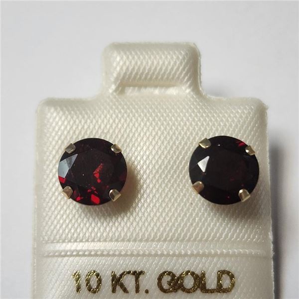 10K Yellow Gold Garnet(1.65ct) Earrings (~Size )(Ring is resizable for $40) (~length inches), Made i