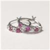 Image 1 : Silver Created Ruby Hoop Earrings (~Size )(Ring is resizable for $40) (~length inches), Suggested Re
