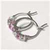 Image 2 : Silver Created Ruby Hoop Earrings (~Size )(Ring is resizable for $40) (~length inches), Suggested Re