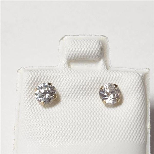 14K Yellow Gold Cz Earrings (~Size )(Ring is resizable for $40) (~length inches), Made in Canada, Su