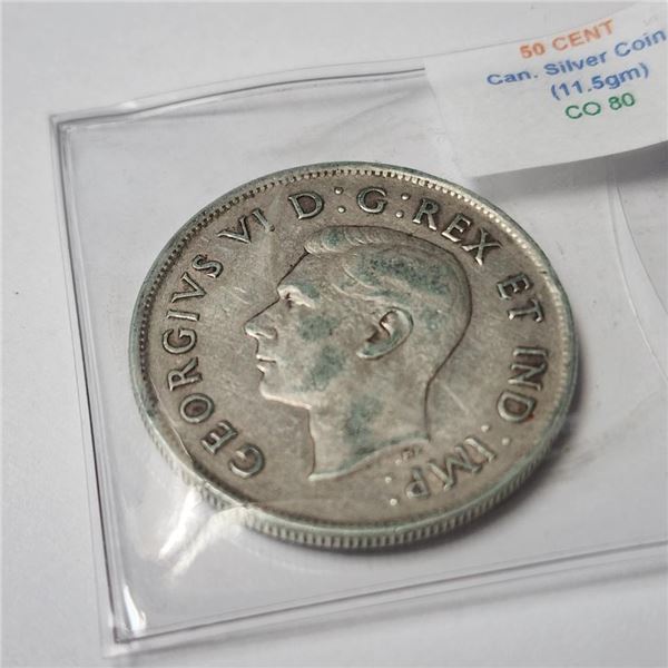 Silver Canadian 25Cent 1943 Coin (~Size )(Ring is resizable for $40) (~length inches)