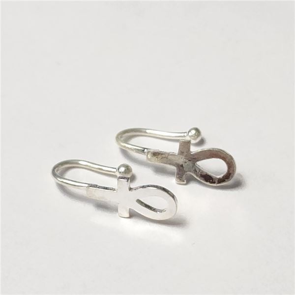 Silver Earrings (~Size )(Ring is resizable for $40) (~length inches), Suggested Retail Value $20