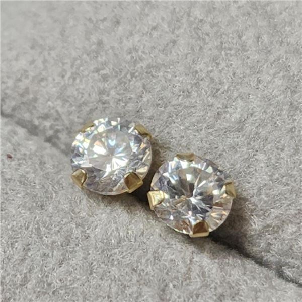 14K Yellow Gold Cubic Zirconia Earrings (~Size )(Ring is resizable for $40) (~length inches), Sugges