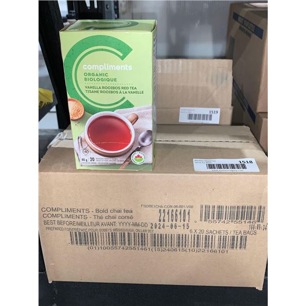 Case Lot Of Compliments Organic Vanilla Rooibos Red Tea 6 X 20