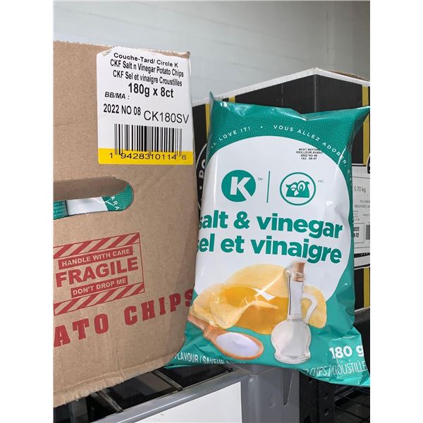 Case Lot Of Circle K Salt & Vinegar Chips 8 X 180g