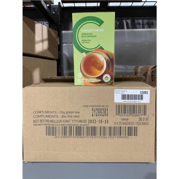 Case Lot Of Compliments Organic Green Tea 6 x 20
