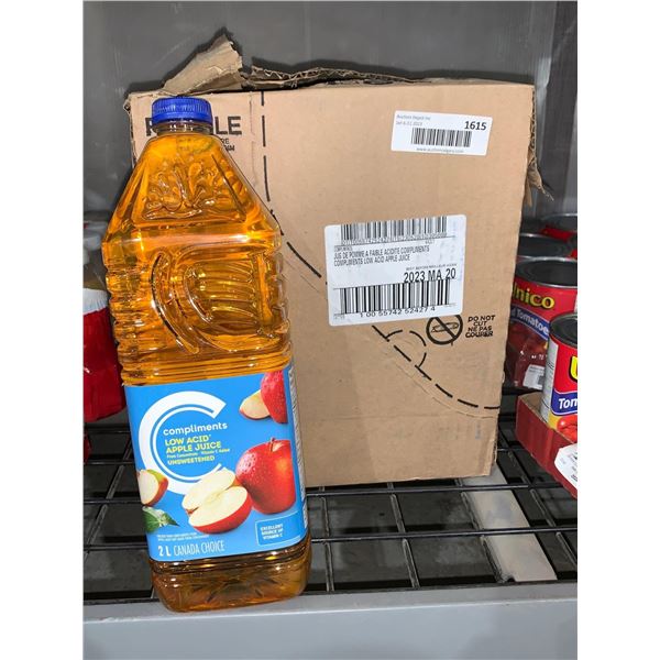 Case Lot Of Compliments Low Acid Apple Juice 6 x 2L