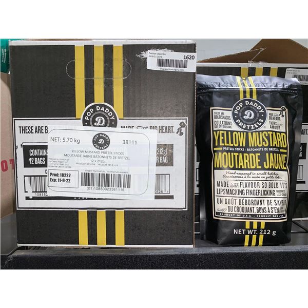 Case Lot Of Pop Daddy Pretzels Yellow Mustard 12 x 212g