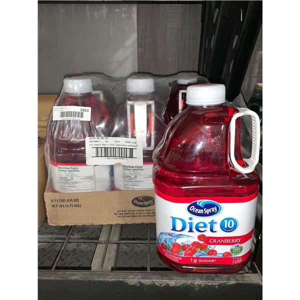 Case Lot Of Ocean Spray Diet Cranberry Juice 6 x 3L