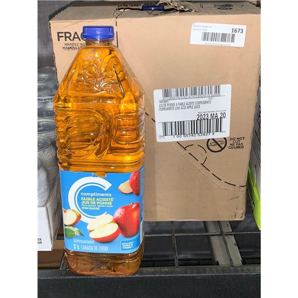 Case Lot Of Compliments Low Acid Apple Juice 6 x 2L